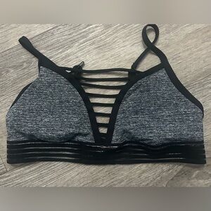 PINK Victoria's Secret Black and Gray Strappy Sports Bra